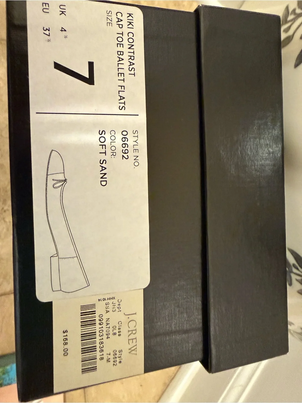 2013 NIB J.Crew Kiki Contrast Cap-Toe Ballet Flats - Italian Leather